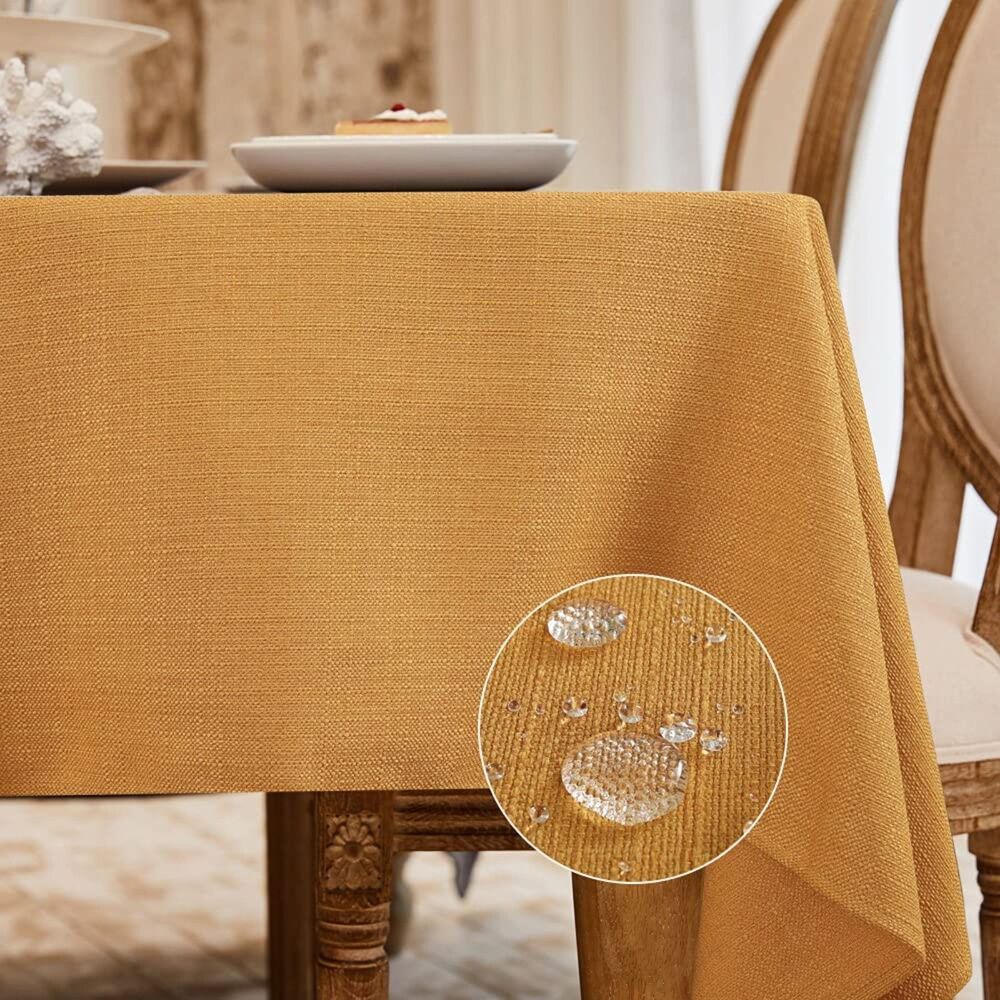 55x70" Rectangle Tablecloth Linen Like Fabric Indoor Outdoor Table Cloth, Golden